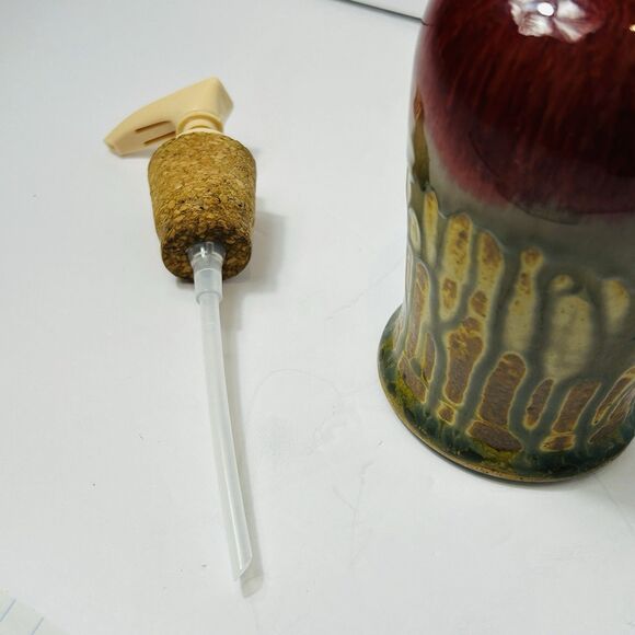 Paul Ray Pottery Drip Glaze Soap Dispenser Signed 8" Pump Studio Seagrove NC - Picture 5 of 7
